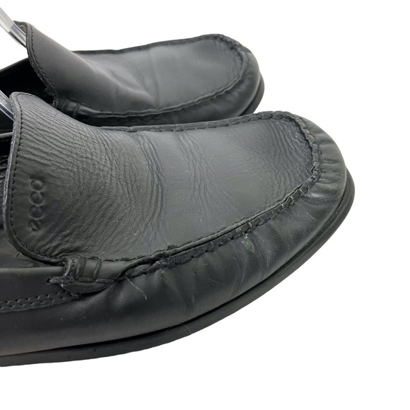 ECCO Black Slip On Drivers Driving Loafers Genuine Leather Slip On Shoes sz 41 - Picture 4 of 16
